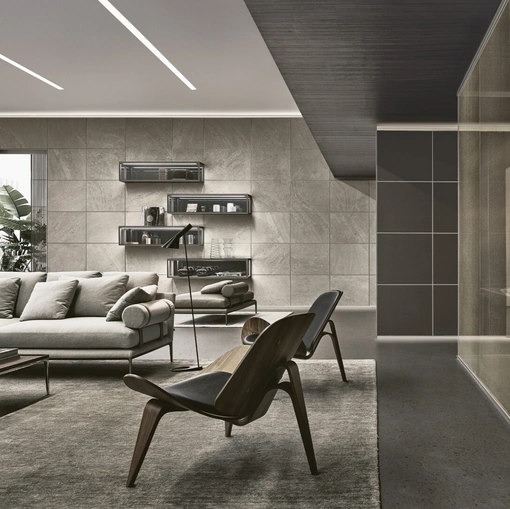 Boiserie Modulor Gres e Similpelle di Rimadesio