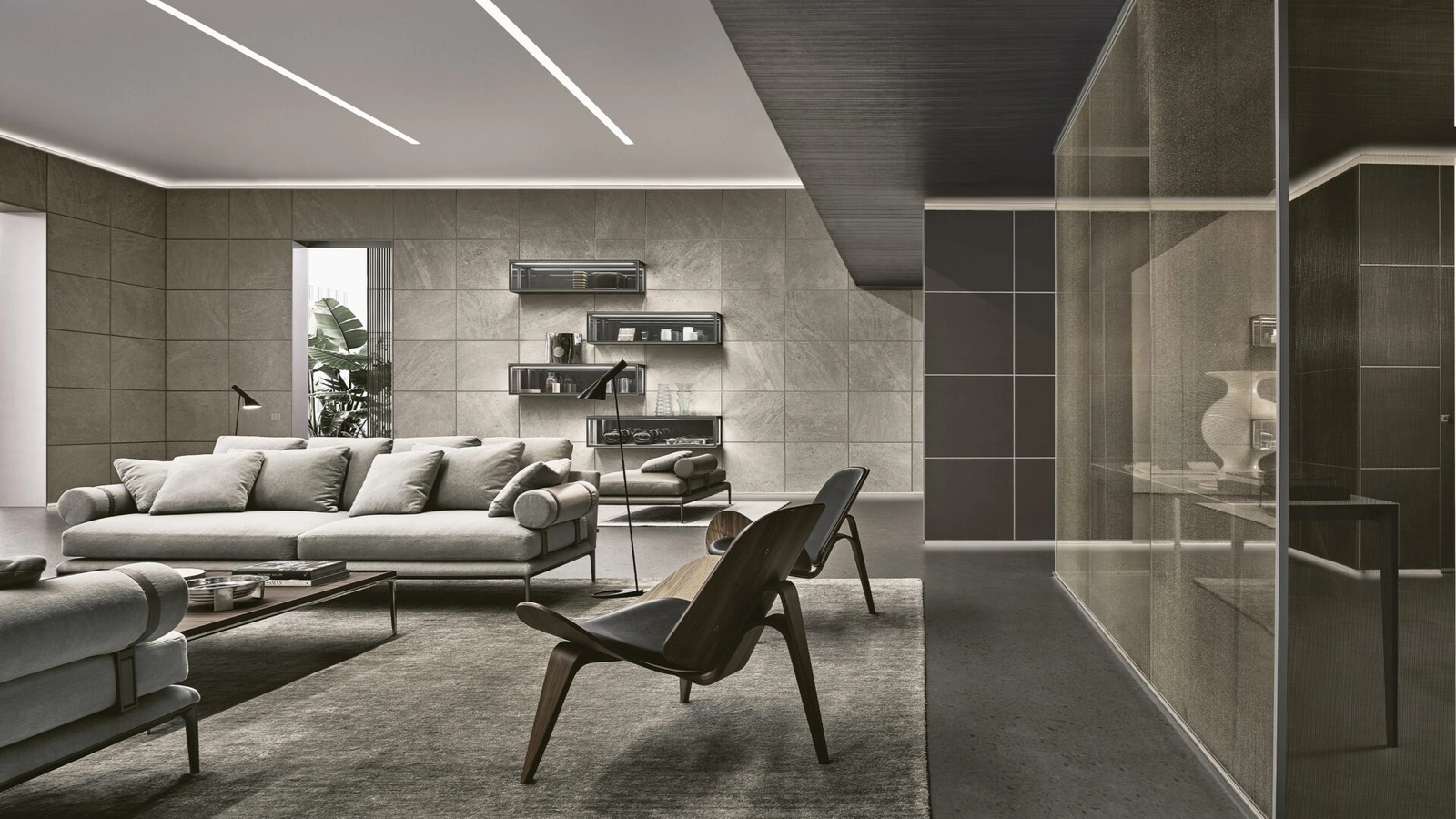 Boiserie Modulor Gres e Similpelle di Rimadesio