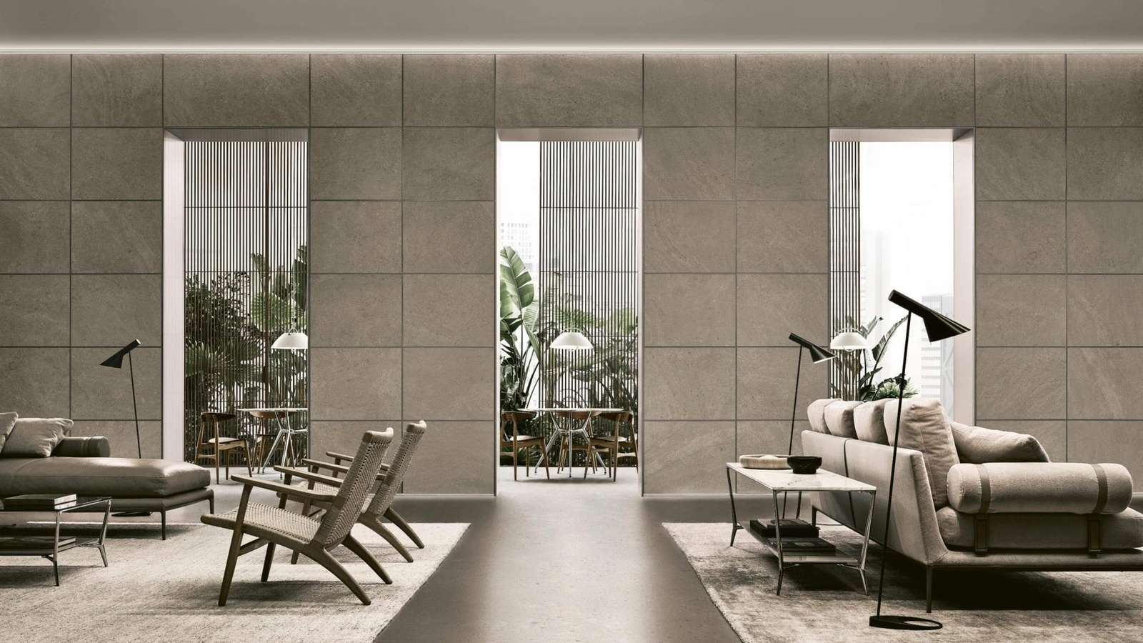 Boiserie Modulor Gres e Similpelle di Rimadesio