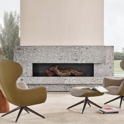 Tavolino rotondo Dama in massello noce canaletto di Poliform