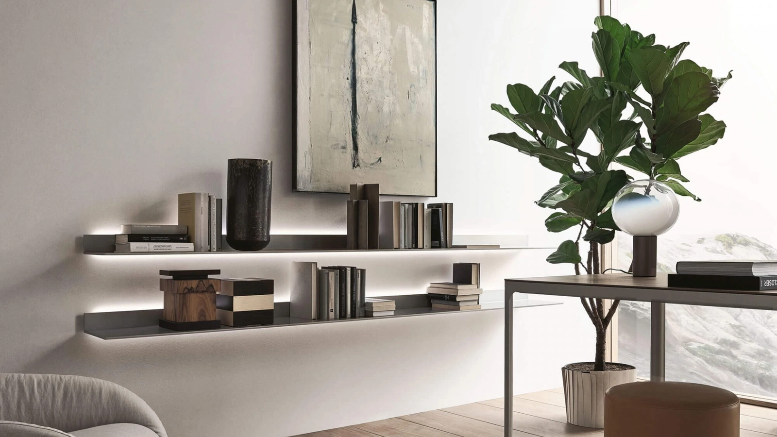 Mensola in vetro Eos di Rimadesio