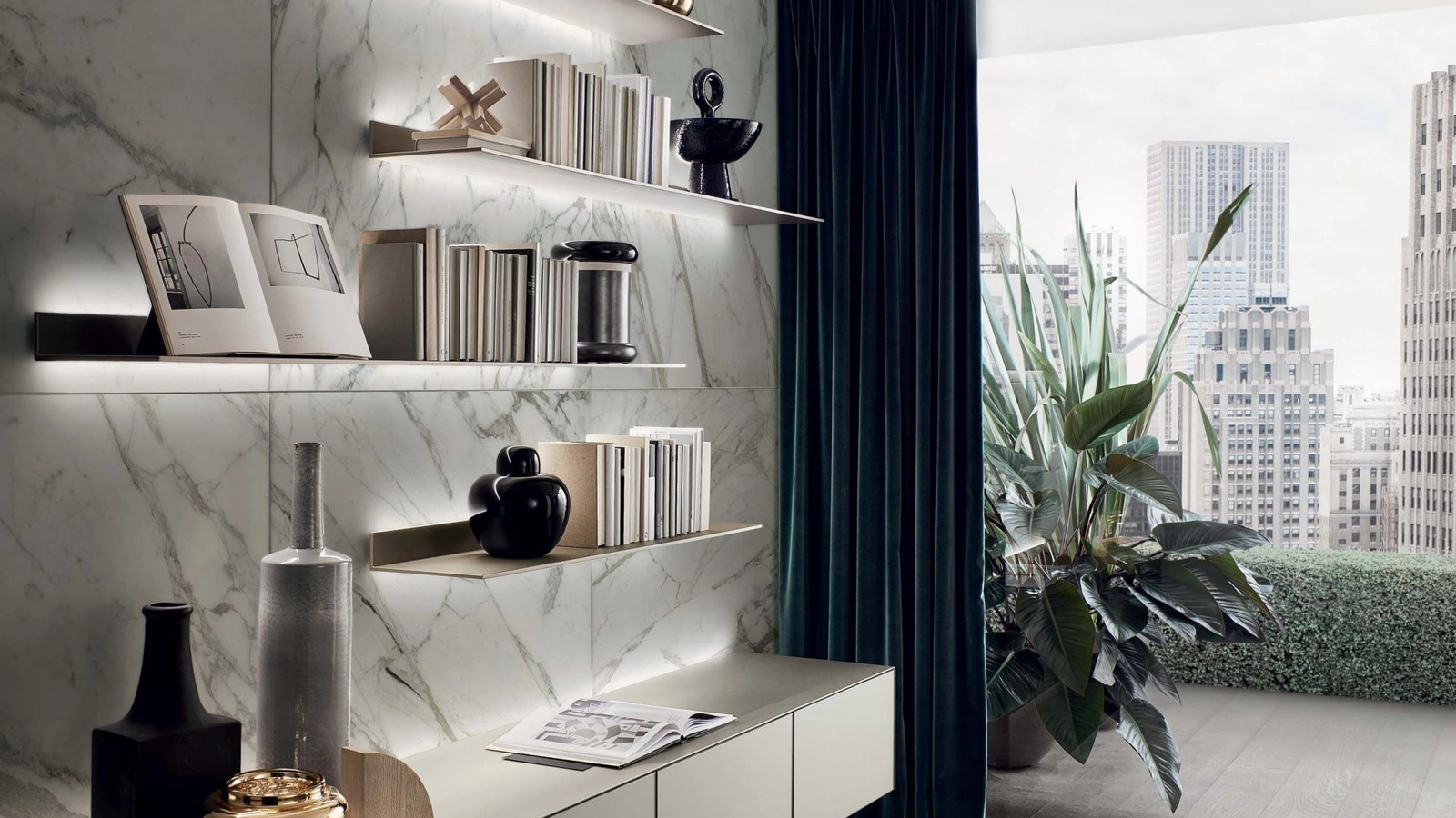 Mensola in vetro Eos di Rimadesio