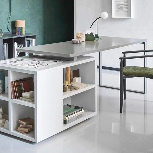 Scrittoio con libreria Isola in laccato opaco di Novamobili
