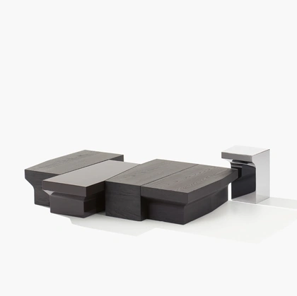 Tavolini Joan in legno, laccato lucido e acciaio lucido di Poliform