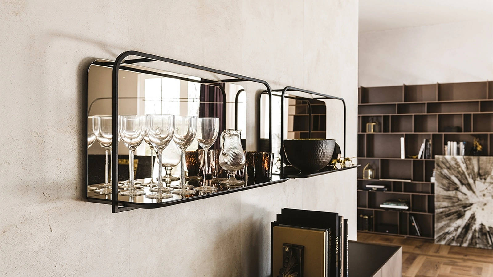 Mensola Tresor in metallo e cristallo specchiato di Cattelan Italia