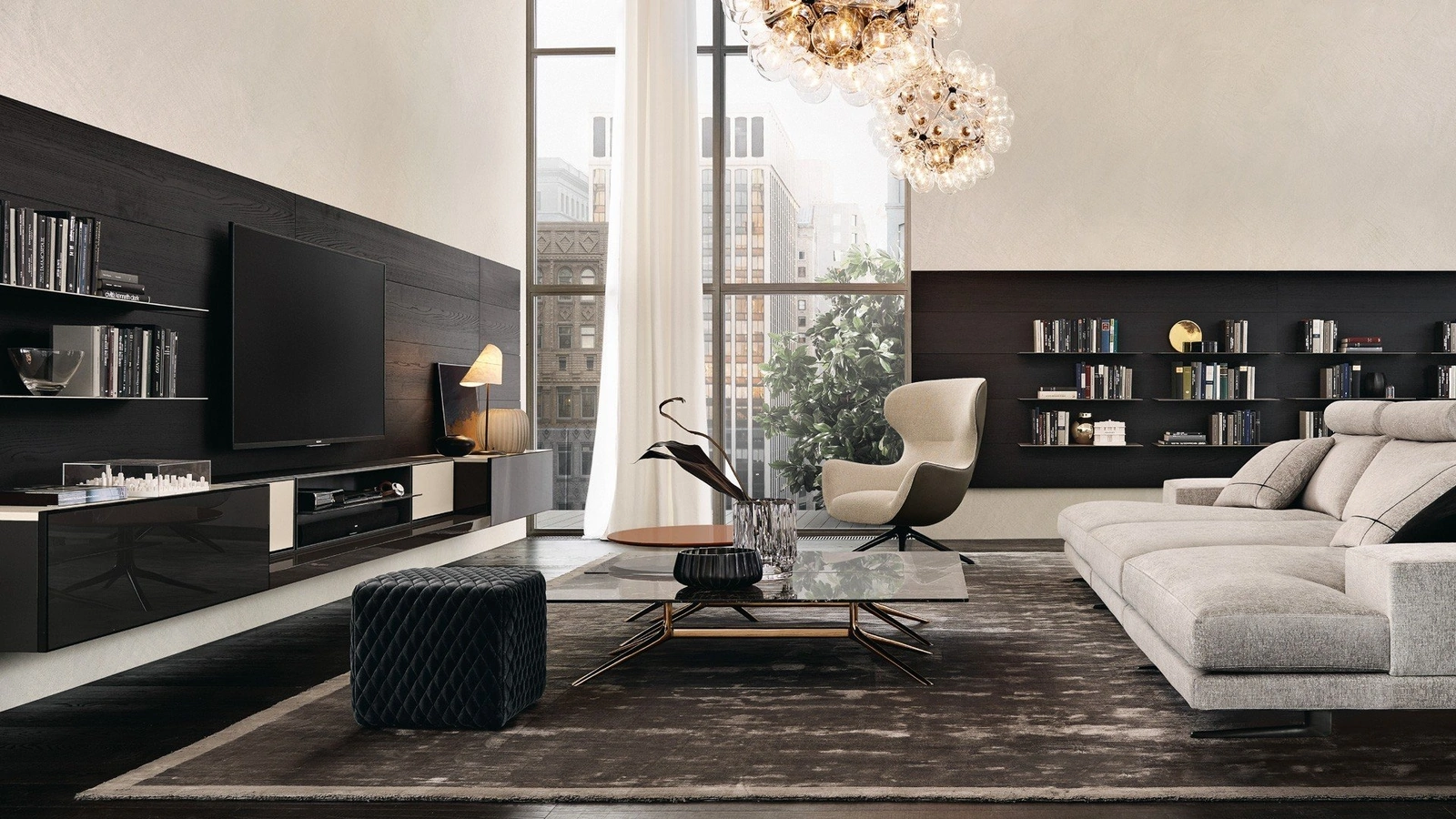 Pouf Play in velluto sfoderabile di Poliform