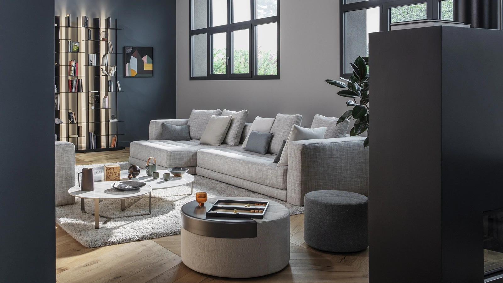 Pouf Moon in tessuto di Flou