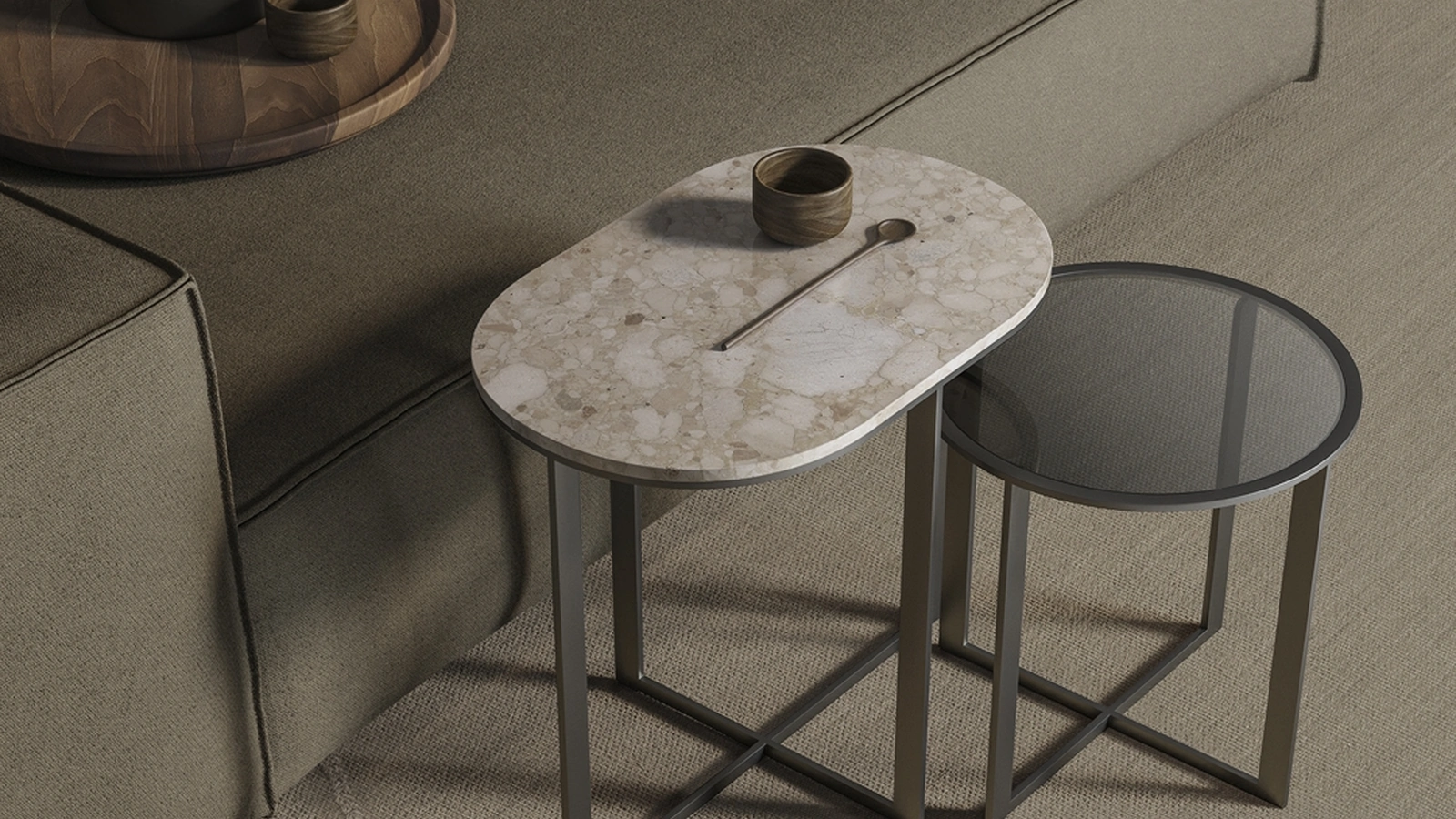 Tavolino Rialto Coffee Table in vetro o marmo di Rimadesio