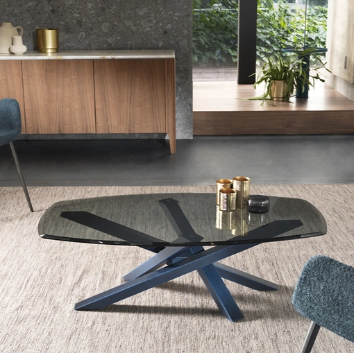 Tavolino Shangai con top in cristallo di Riflessi