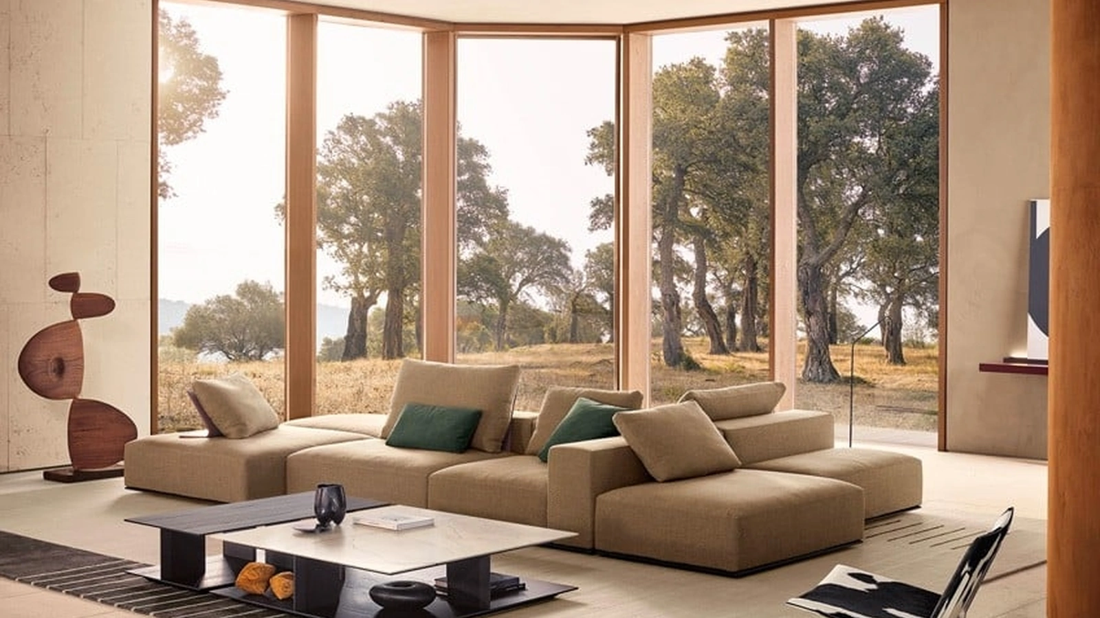 Tappeto Tratto in cotone, vello lana himalayana e seta di bambù di Poliform