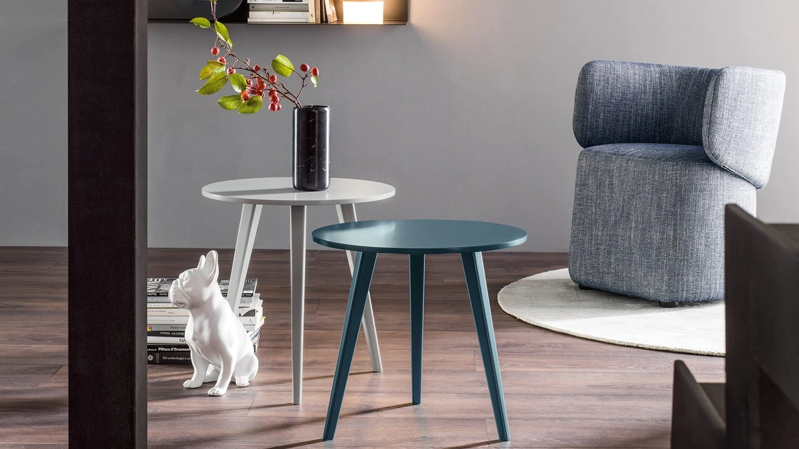 Tavolino rotondo in laccato opaco Trio di Novamobili