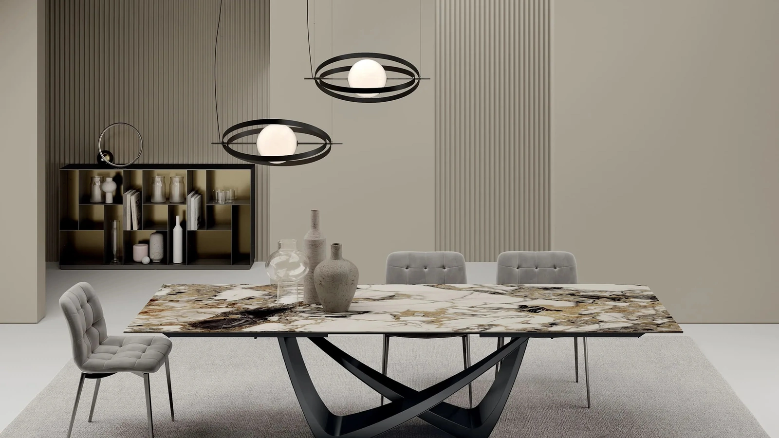 Lampada a sospensione in acciaio e vetro Papillon di Bontempi