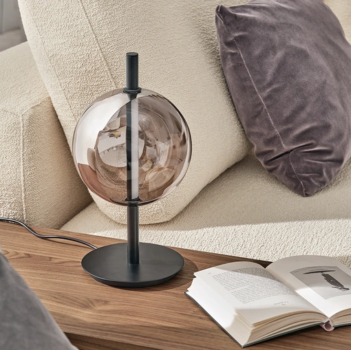 Lampada Sferatus da tavolo in vetro e acciaio di Bontempi