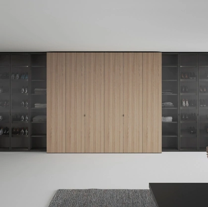 Armadio Freedhome Apertura Totale 50 Canneté in rovere e vetro di Caccaro