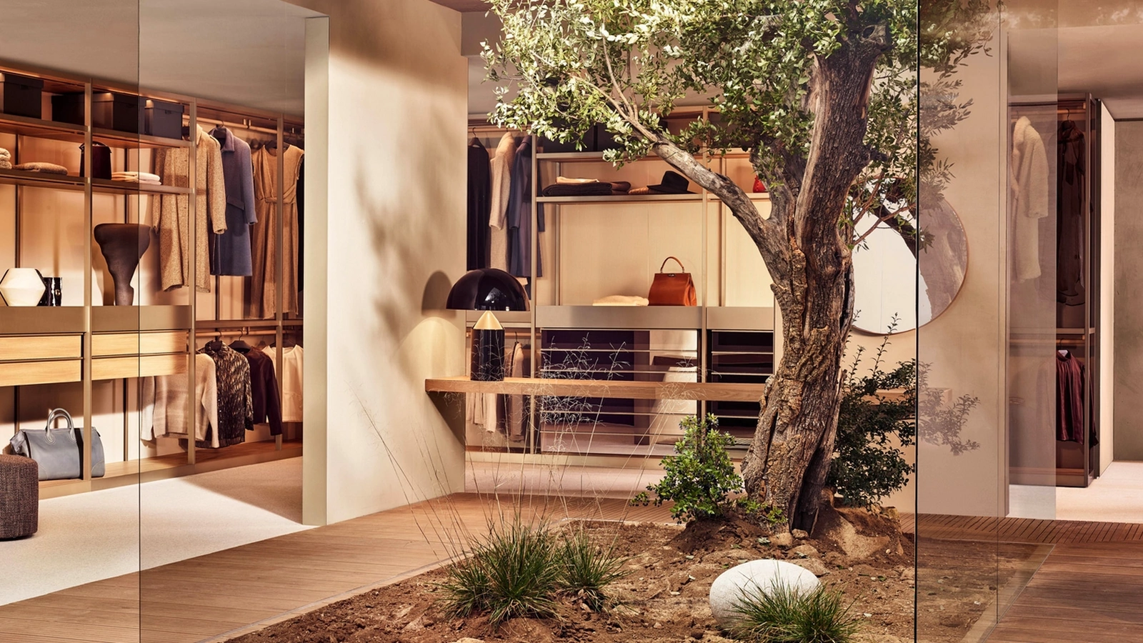 Cabina Armadio Senzafine in nobilitato olmo di Poliform