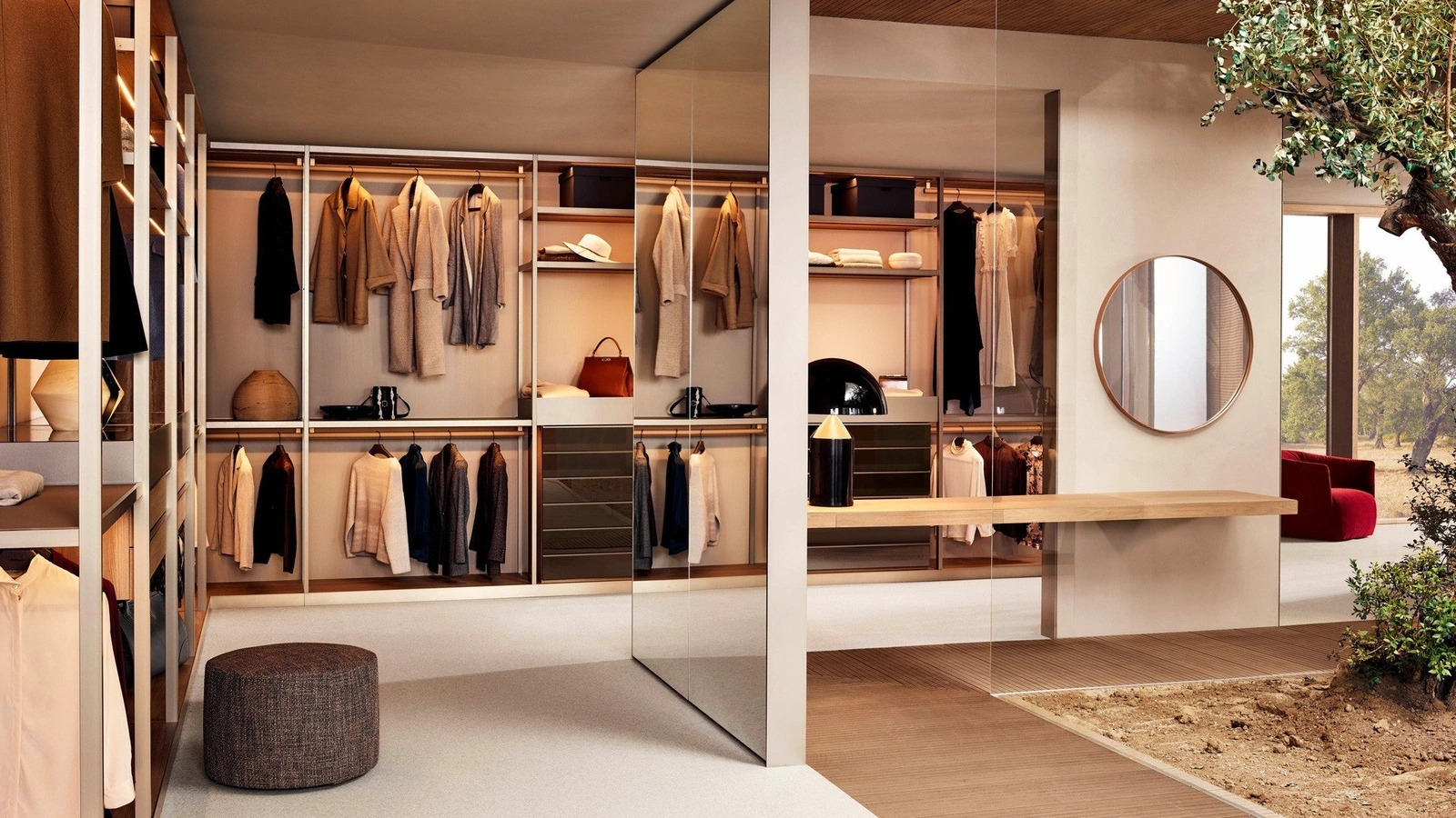 Cabina Armadio Senzafine in nobilitato olmo di Poliform