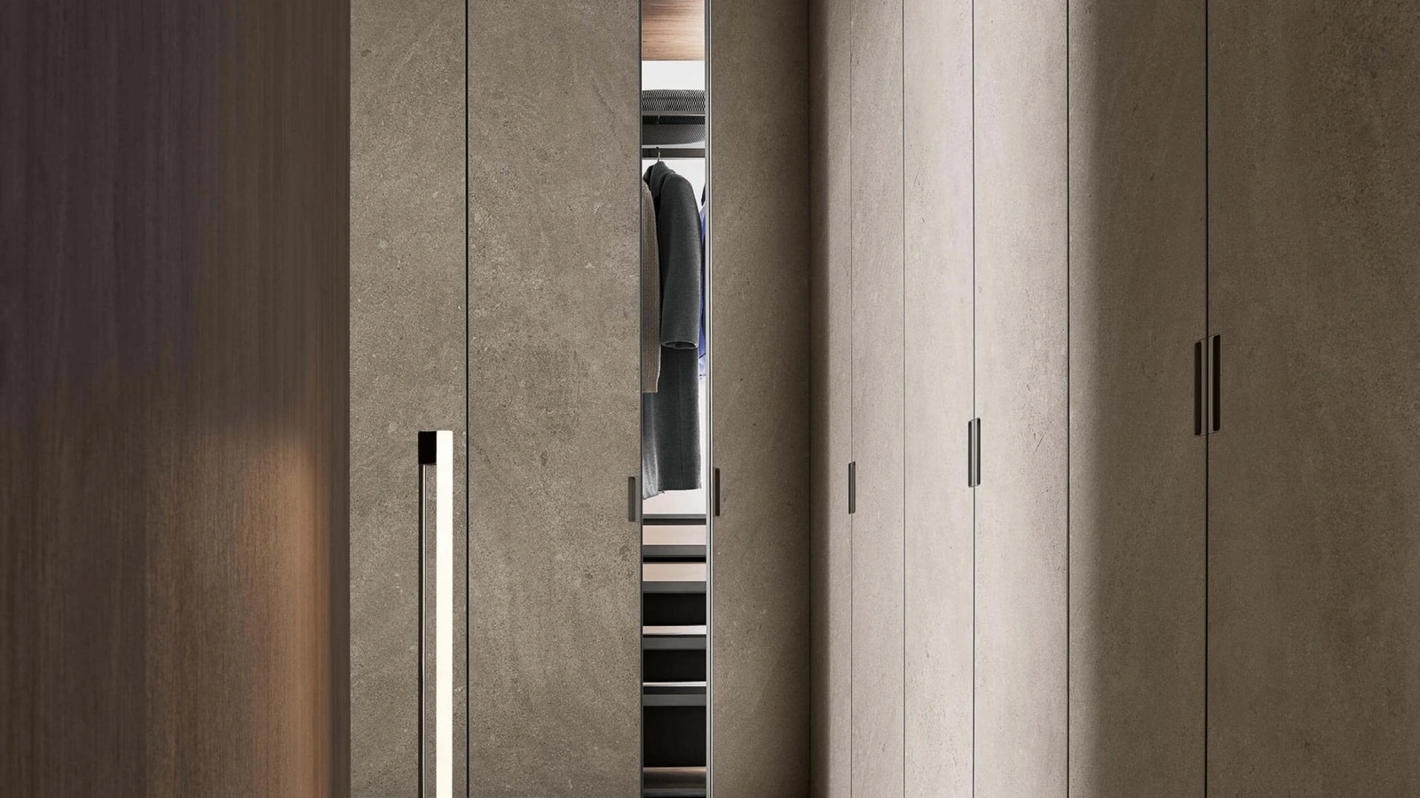 Armadio ad angolo Cover Freestanding con ante in Gres di Rimadesio