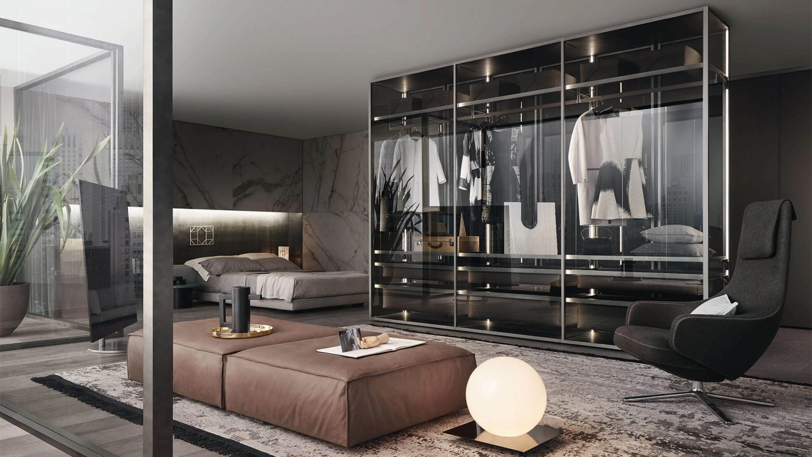 Armadio Cover Freestanding Vetro di Rimadesio