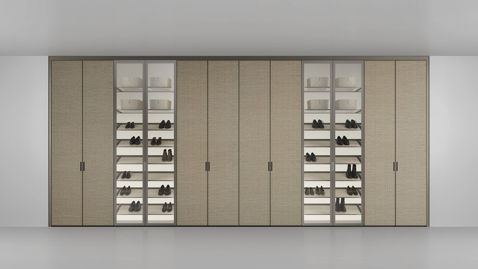 Armadio Cover con ante in Rafia e Vetro di Rimadesio