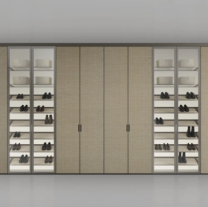 Armadio Cover con ante in Rafia e Vetro di Rimadesio