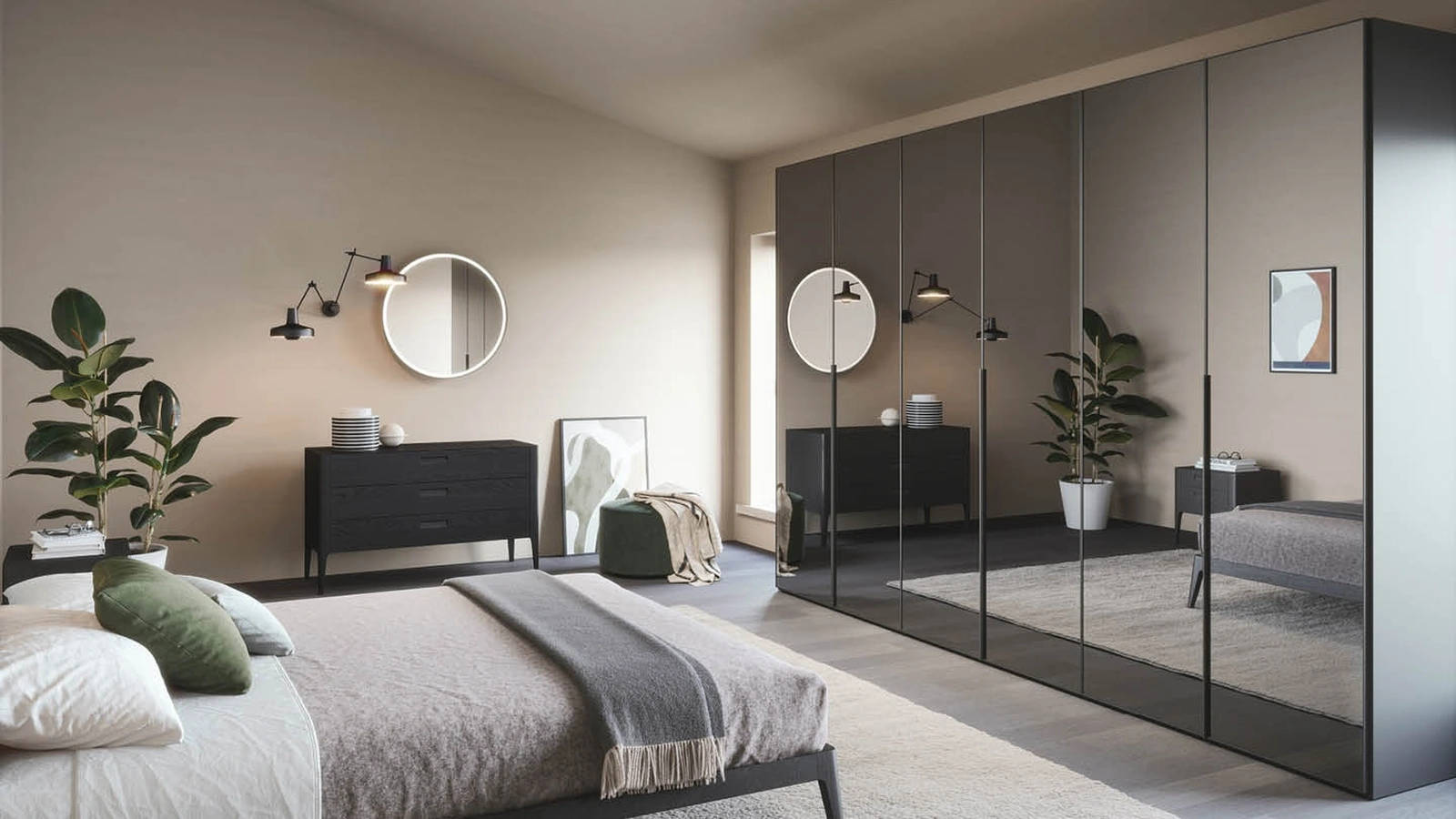 Armadio con 6 ante battenti a specchio Crystal di Novamobili