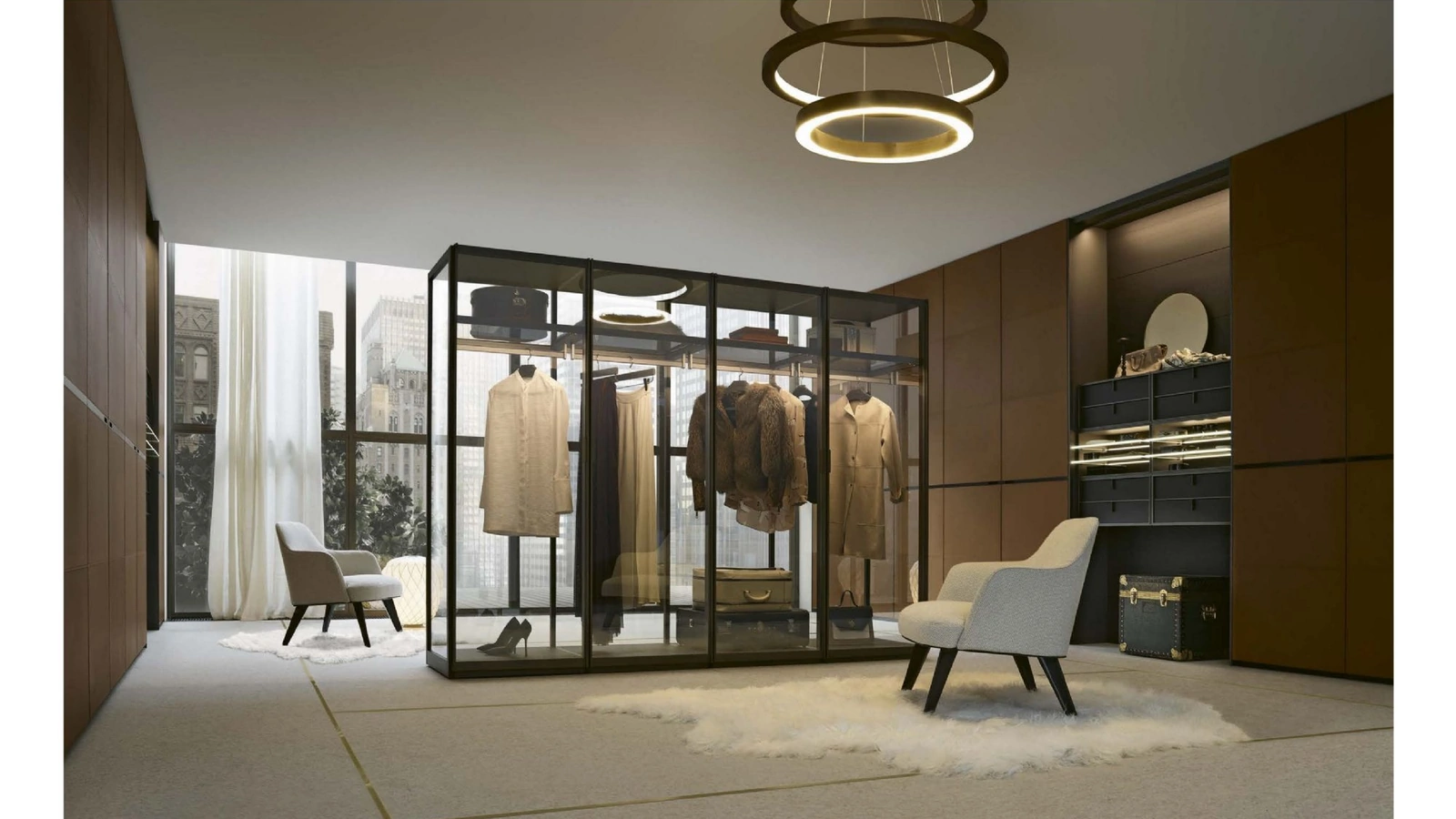 Armadio con ante battenti Senzafine Bangkok in cuoio di Poliform