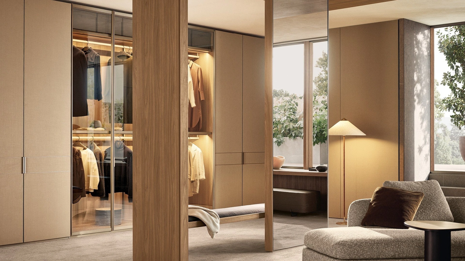 Armadio con ante battenti Senzafine Cover Lino di Poliform