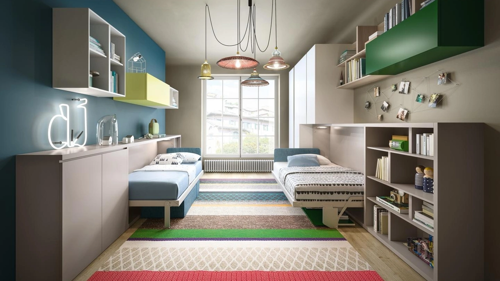 Cameretta salvaspazio Young 01 in laccato opaco di Clei