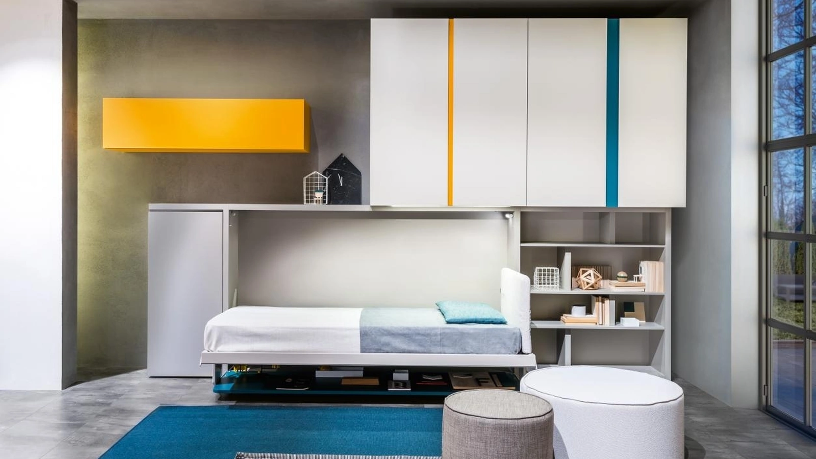 Cameretta salvaspazio Young 02 in laccato opaco di Clei