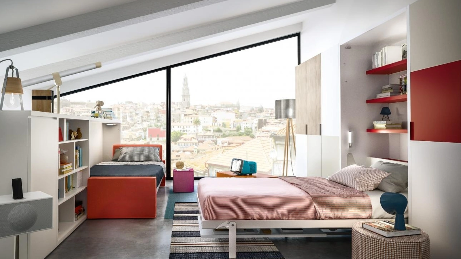 Cameretta salvaspazio Young 08 in laccato opaco di Clei