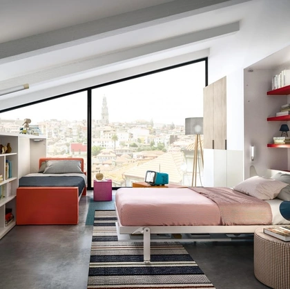 Cameretta salvaspazio Young 08 in laccato opaco di Clei