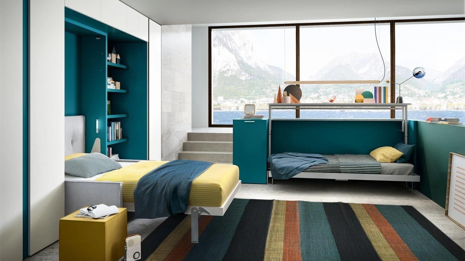 Cameretta componibile in laccato opaco Young 11 di Clei