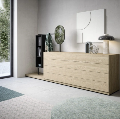 Comò Easy System in legno di Rovere impiallacciato di Novamobili