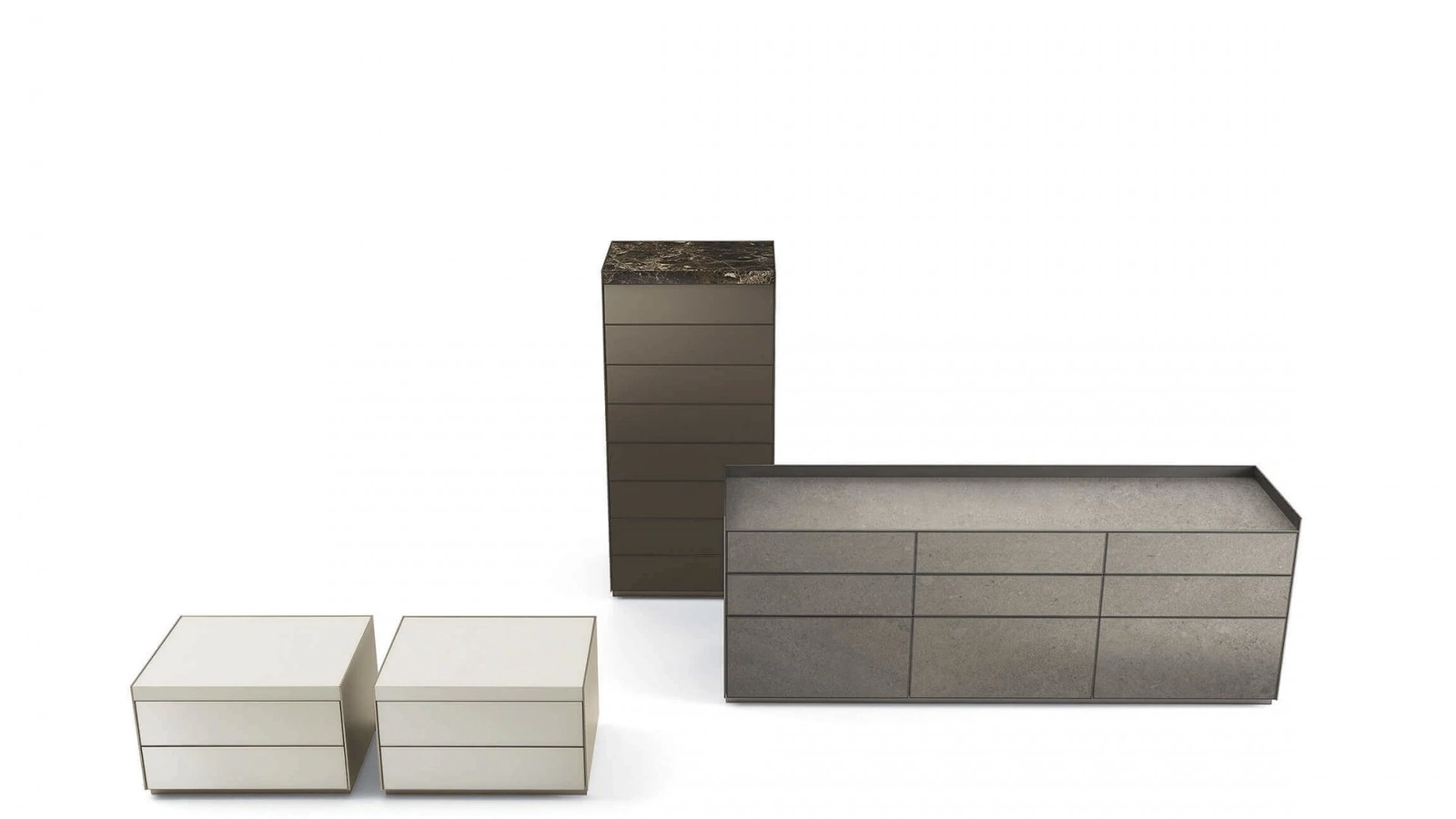 Gruppo Notte Self Bold in vetro laccato lucido e opaco di Rimadesio