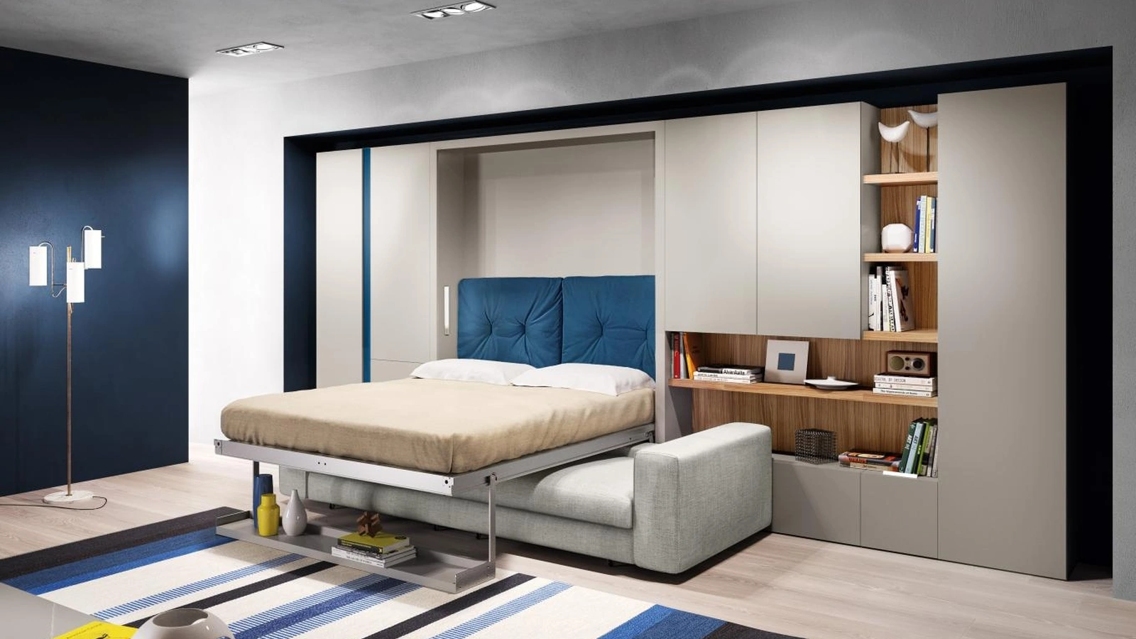 Letto con sistema a scomparsa aperto Living 02 Tango di Clei