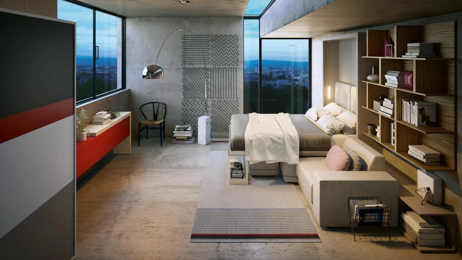 Letto a scomparsa trasformabile Living 05 Oslo di Clei