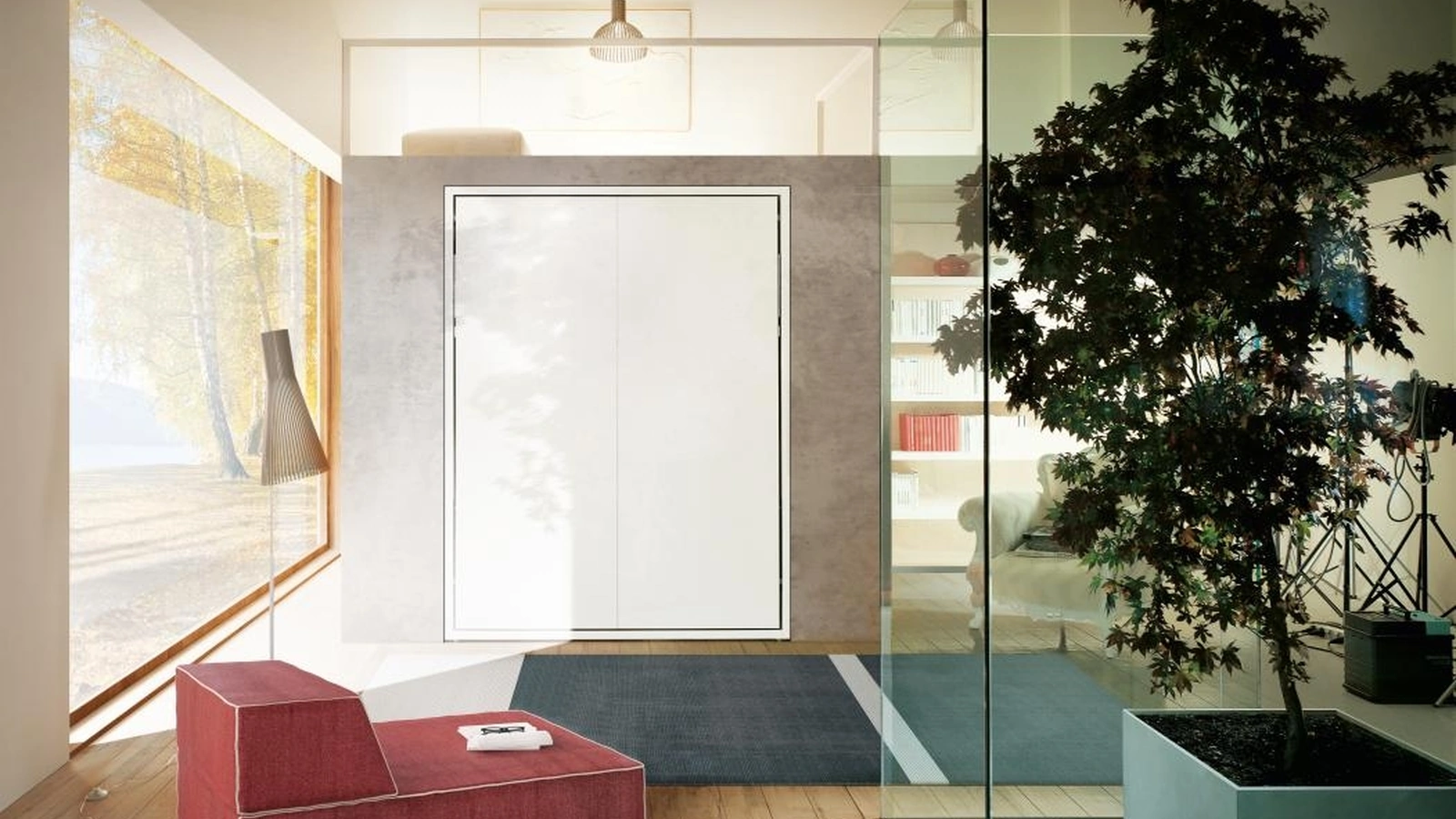 Letto a scomparsa trasformabile chiuso con chaise longue Living 15 di Clei