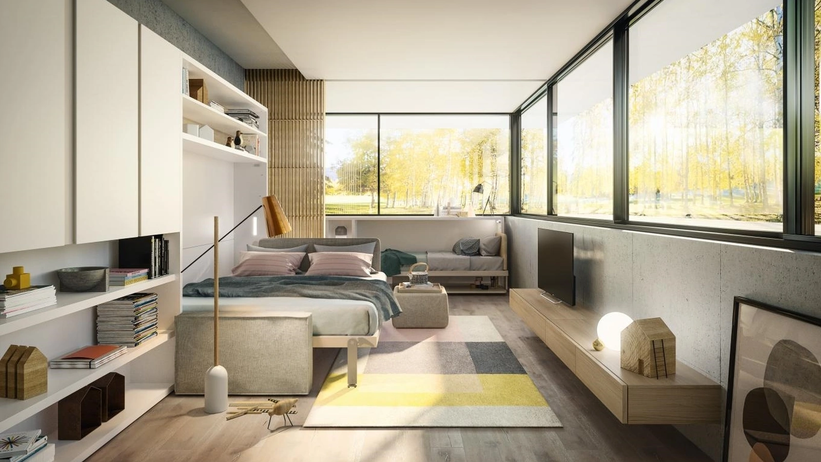 Letto a scomparsa trasformabile aperto Living 16 Circe di Clei