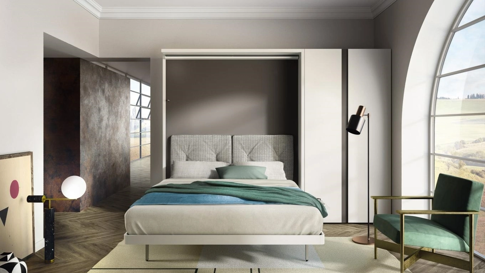 Letto a scomparsa trasformabile aperto Living 18 LGM di Clei