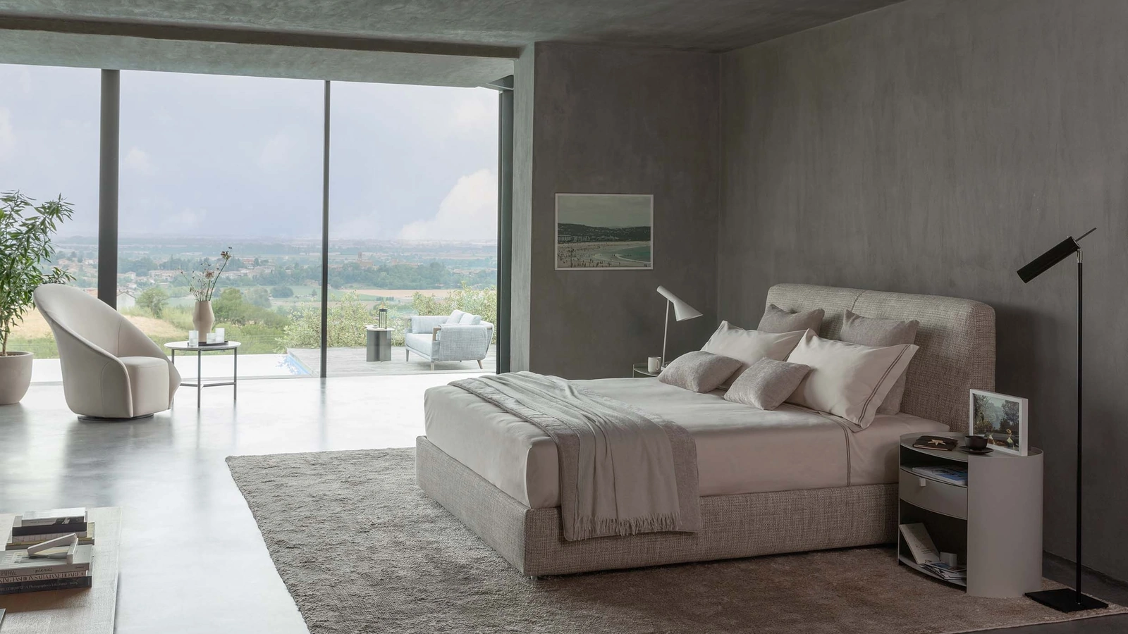 Letto in tessuto con testiera My Place di Flou