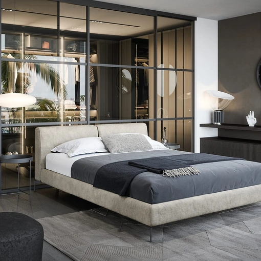 Letto in tessuto imbottito Margot di Novamobili