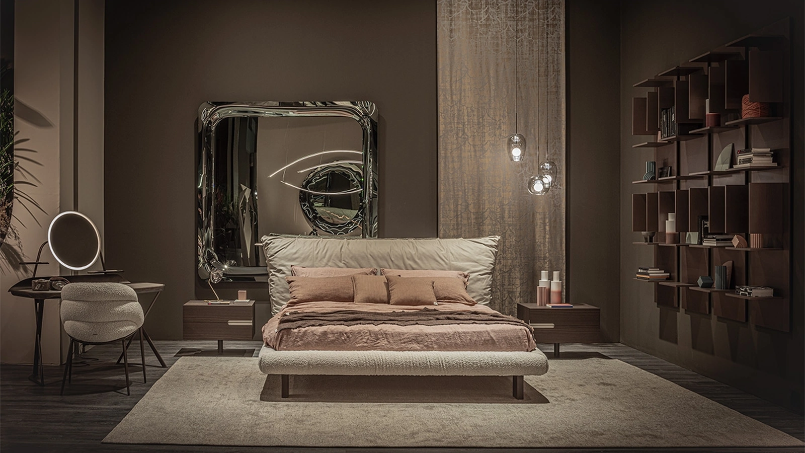 Letto di design Pascal in pelle e tessuto di Cattelan Italia