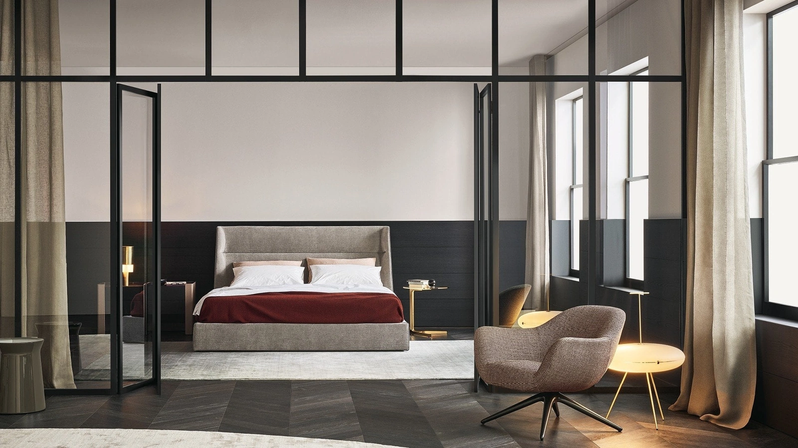 Letto in tessuto Chloe di Poliform