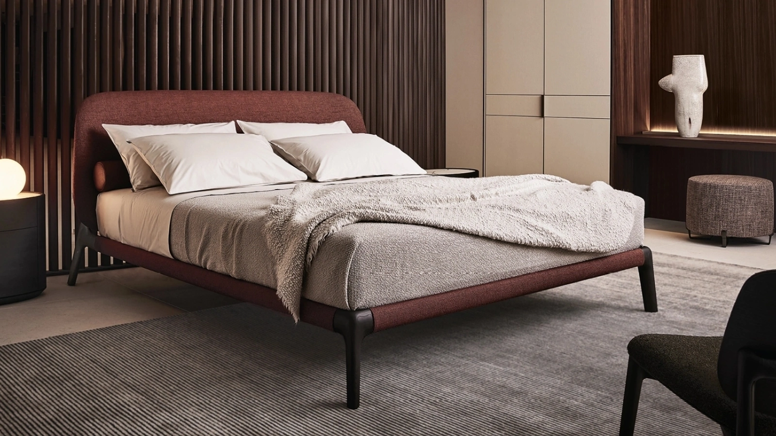 Letto in tessuto Curve di Poliform