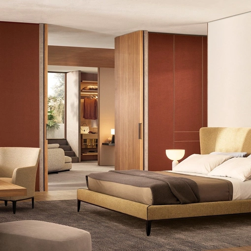 Letto in tessuto Gentleman di Poliform