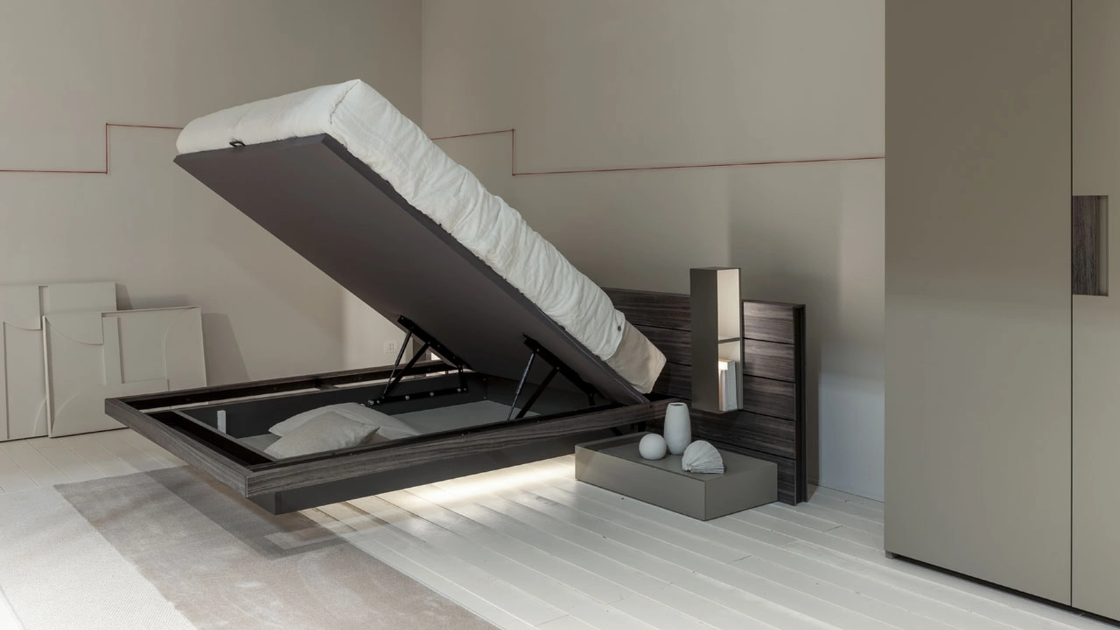 Letto in legno con box contenitore Sestante di Fimar