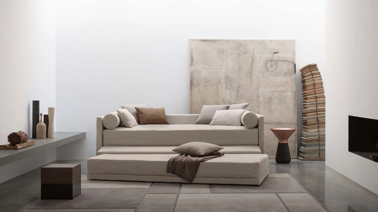 Letto singolo con letto estraibile Biss di Flou