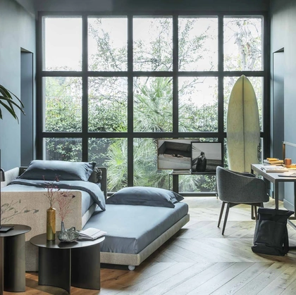 Letto singolo Duetto con letto estraibile di Flou