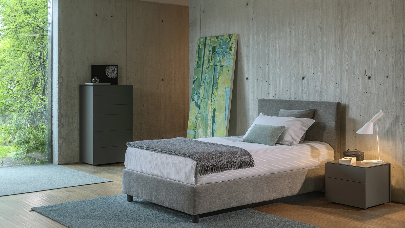 Letto singolo in tessuto Notturno 2 di Flou