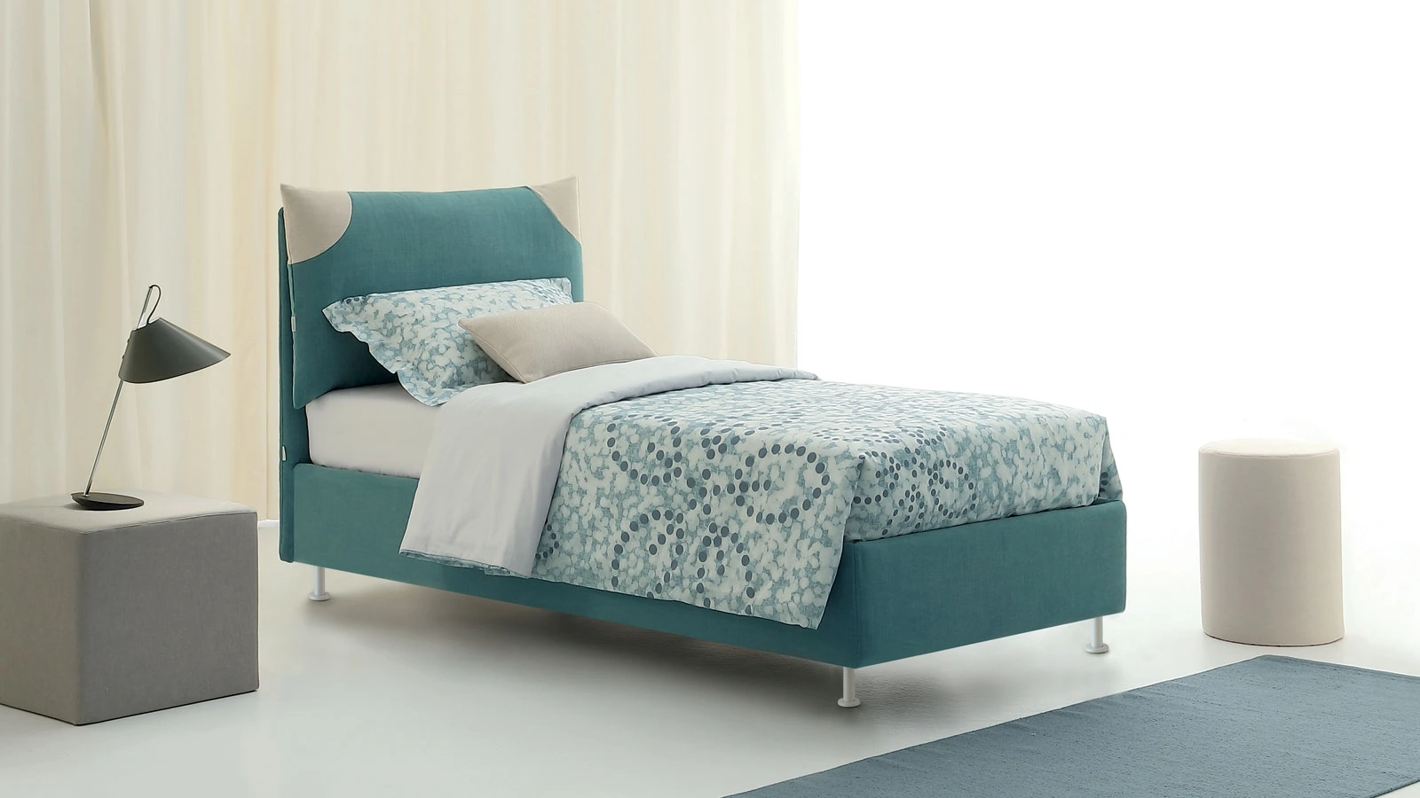 Letto Singolo in tessuto con testiera Golf 200M Bag di Oggioni